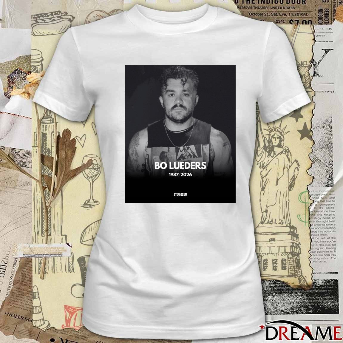 Bo Lueders 1987-2026 Stereogum t-shirt