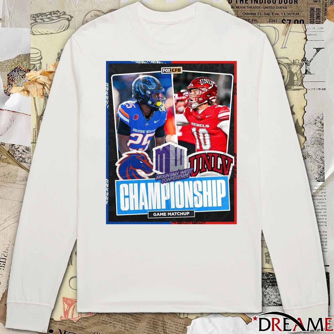 Boise State Broncos vs UNLV Rebels 2025 Mountain West Conference Football Championship Game Matchup Poster t-shirt