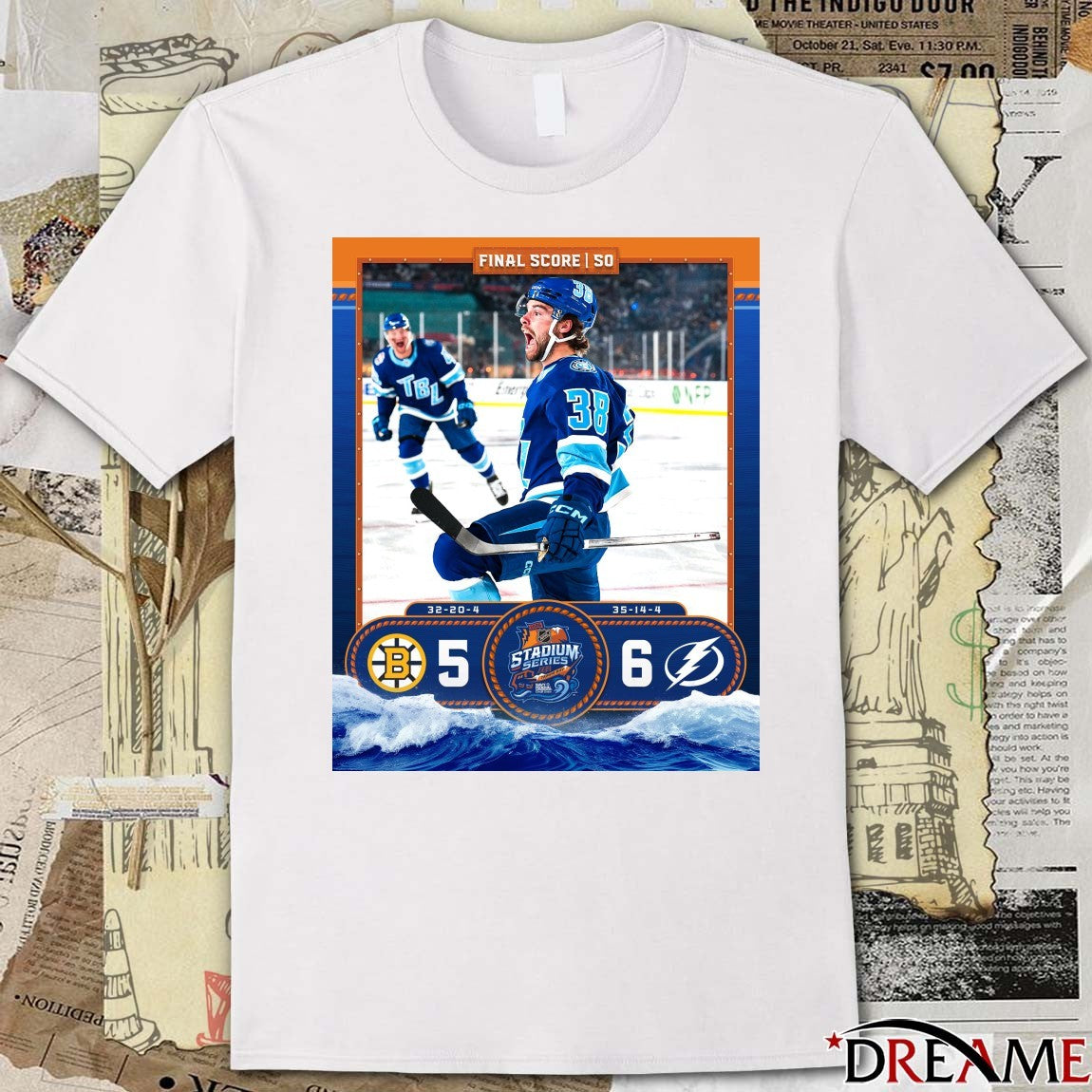 Boston Bruins Vs Tampa Bay Lightning Final Score 6 – 5 2026 Stadium Series Poster t-shirt
