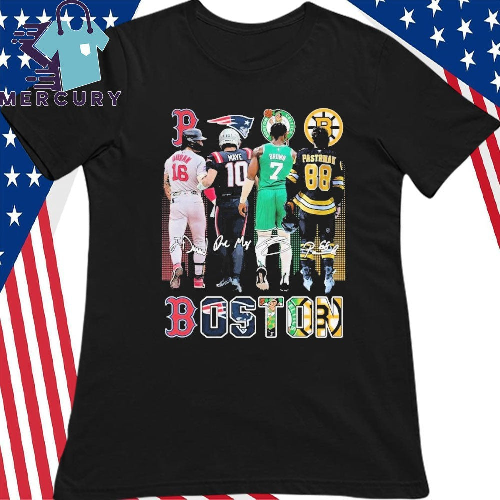 Boston Celtics Brown Bruins Pastrnak Patriots Maye Red Sox Duran 2025 Shirt