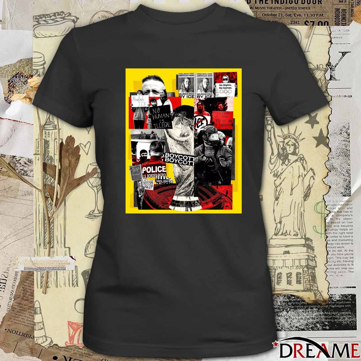 Boycott World Cup 2026 Abolish ICE No Human Is Illegal Poster t-shirt