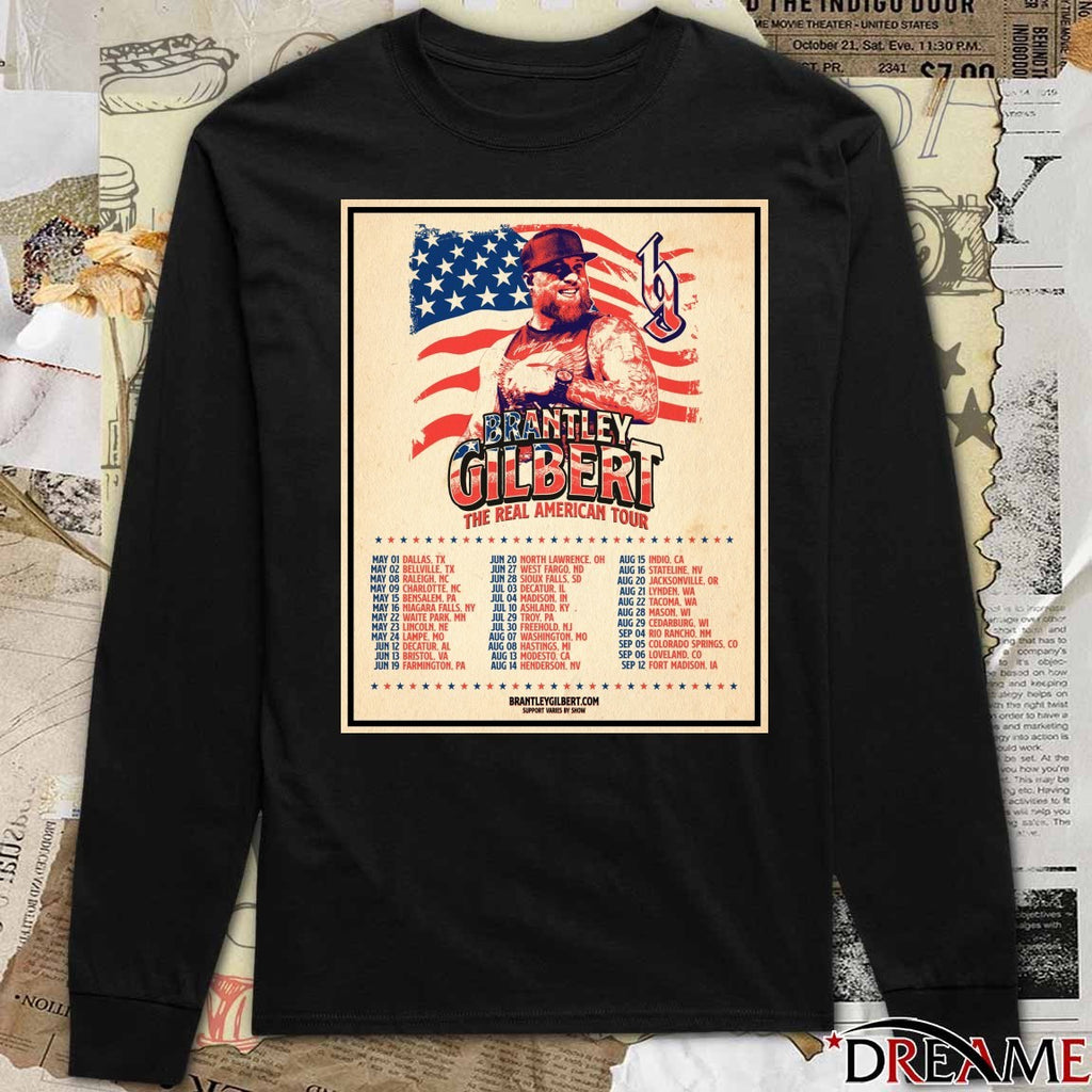 Brantley Gilbert The Real American Tour 2026 Schedule Poster Country Music Fan t-shirt
