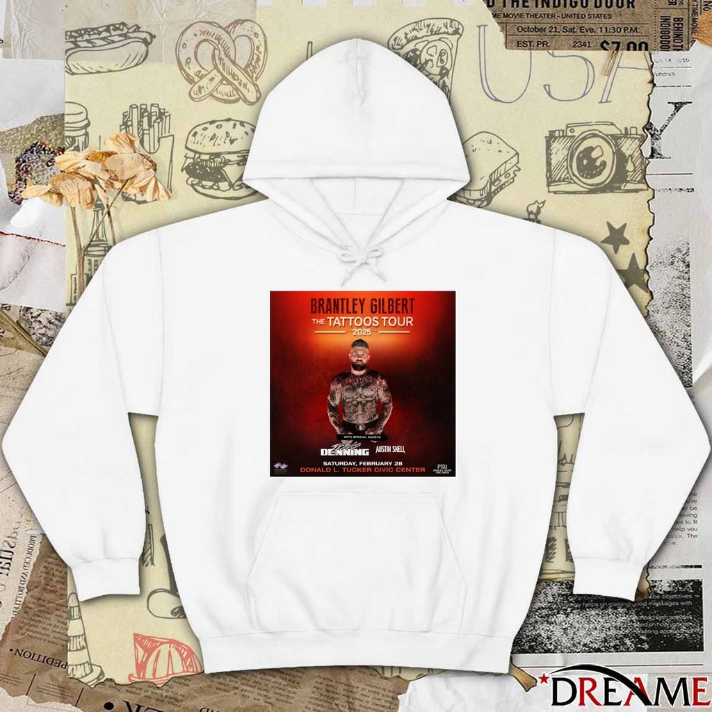 Brantley Gilbert The Tattoos Tour 2025 February 28 2026 Donald L Tucker Civic Center Poster t-shirt