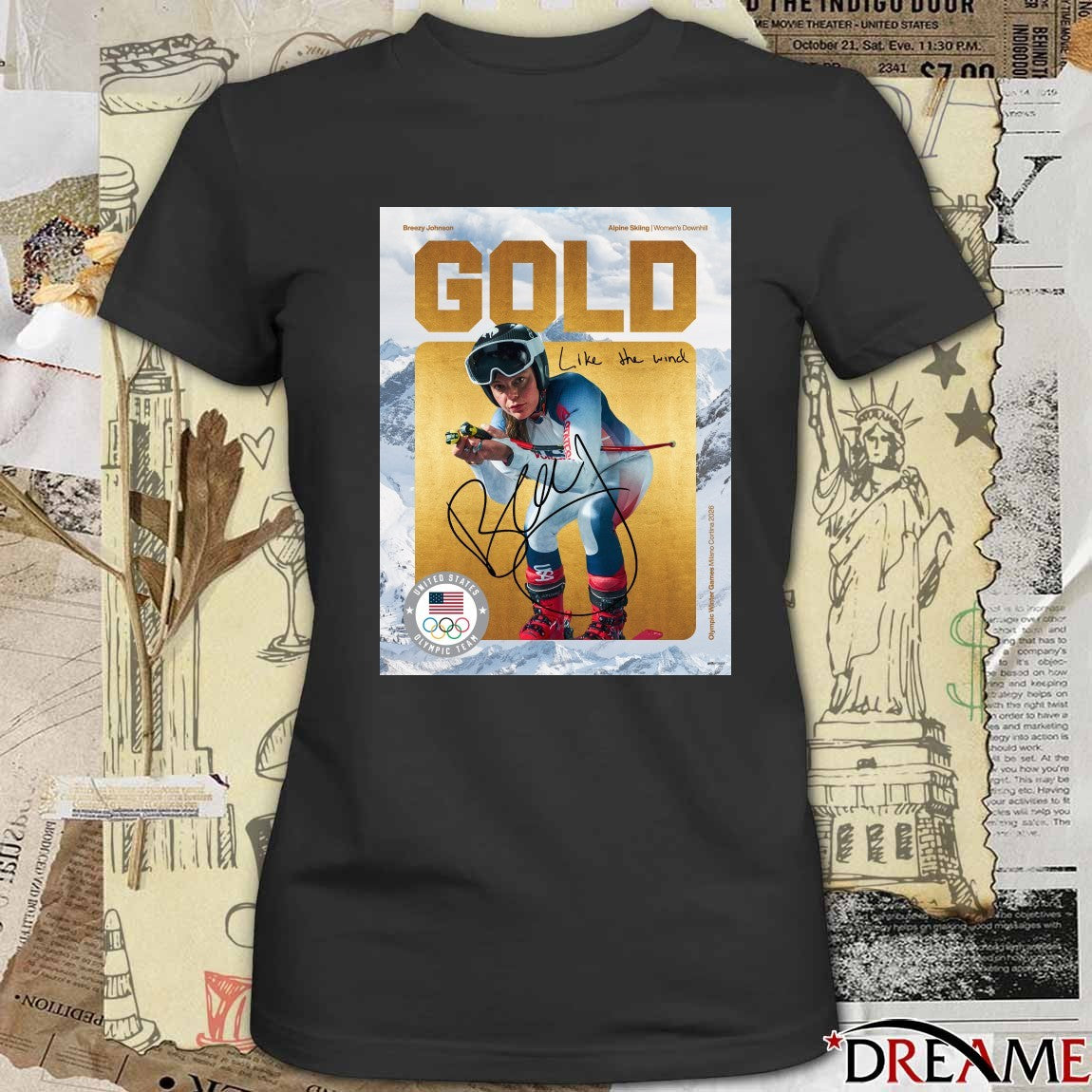 Breezy Johnson Wins Gold Like The Wind Winter Olympics Poster t-shirt