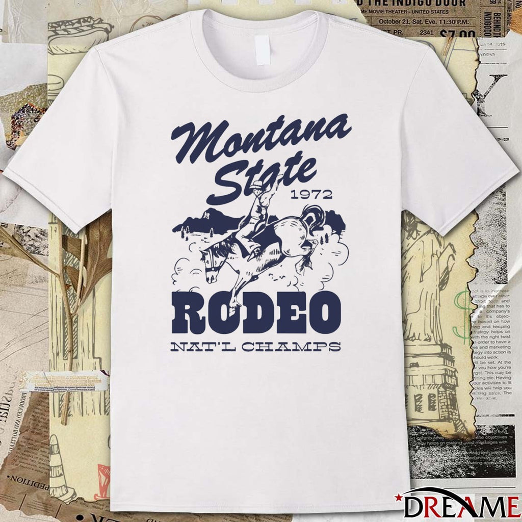 Brenna Greene Montana State 1972 Rodeo Nat’l Champs t-shirt- Classic 70s Western Style Tee