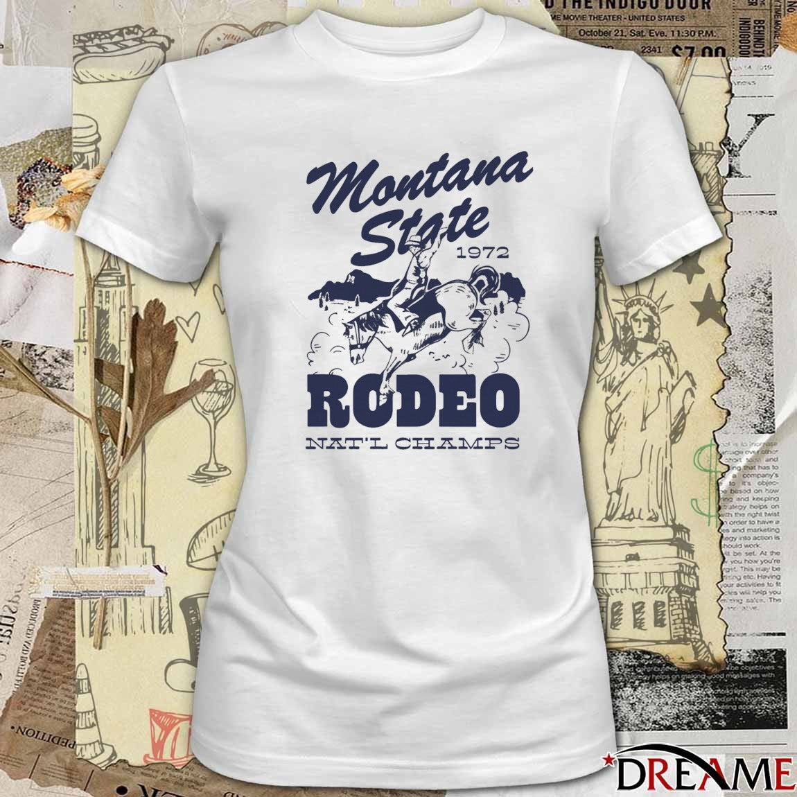 Brenna Greene Montana State 1972 Rodeo Nat’l Champs t-shirt- Classic 70s Western Style Tee