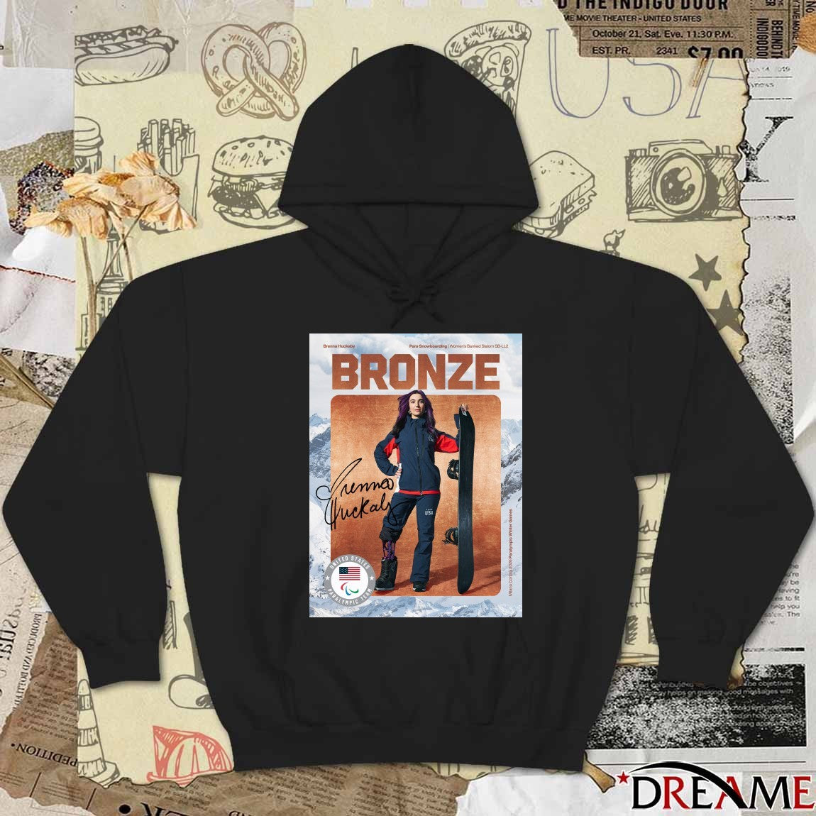 Brenna Huckaby Para Snowboarding Women’s Banked Slalom SB-LL2 Bronze Medal Milano Cortina 2026 Signature Poster t-shirt