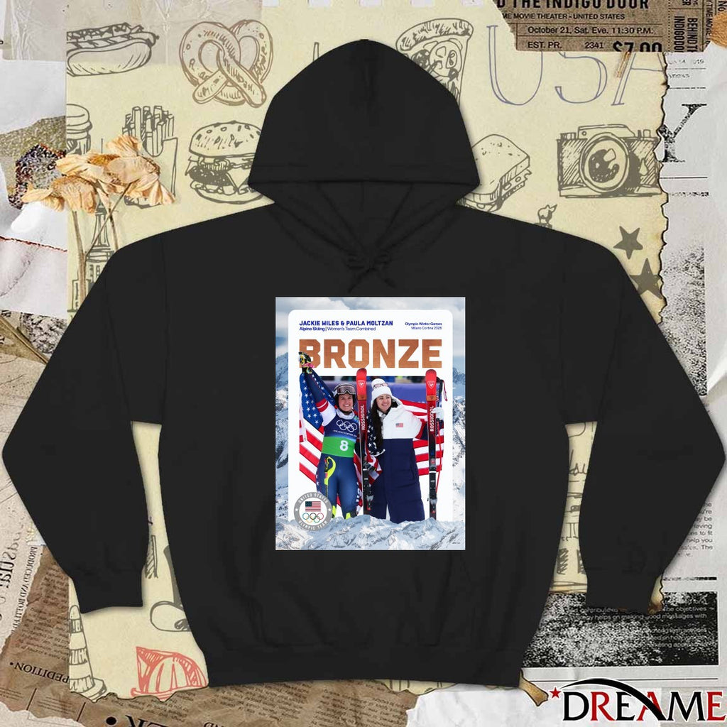 Bronze Jackie Wiles And Paula Moltzan Alpine Skiing Women’s Team Combined 2026 Poster t-shirt
