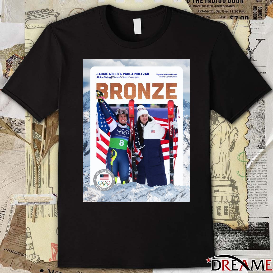 Bronze Jackie Wiles And Paula Moltzan Alpine Skiing Women’s Team Combined 2026 Poster t-shirt