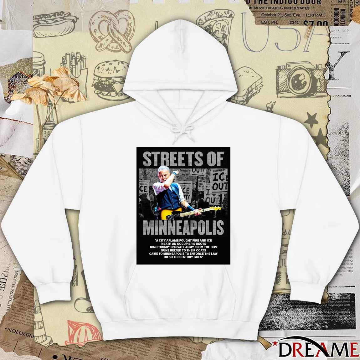 Bruce Springsteen Streets Of Minneapolis A City Aflame Fought Fire And ICE Poster t-shirt