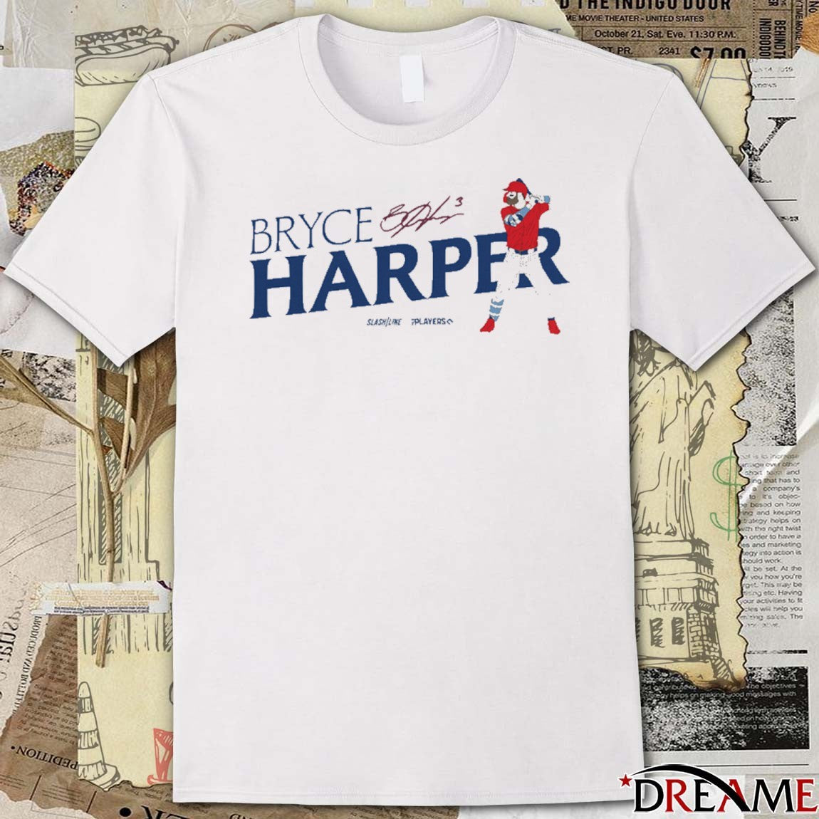 Bryce Harper Philadelphia Phillies MLB Slash Line Signature Painting t-shirt