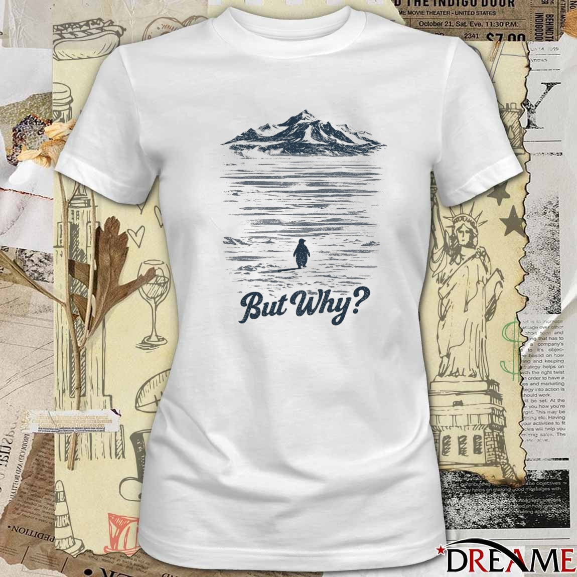 But Why Penguin Meme Vintage t-shirt