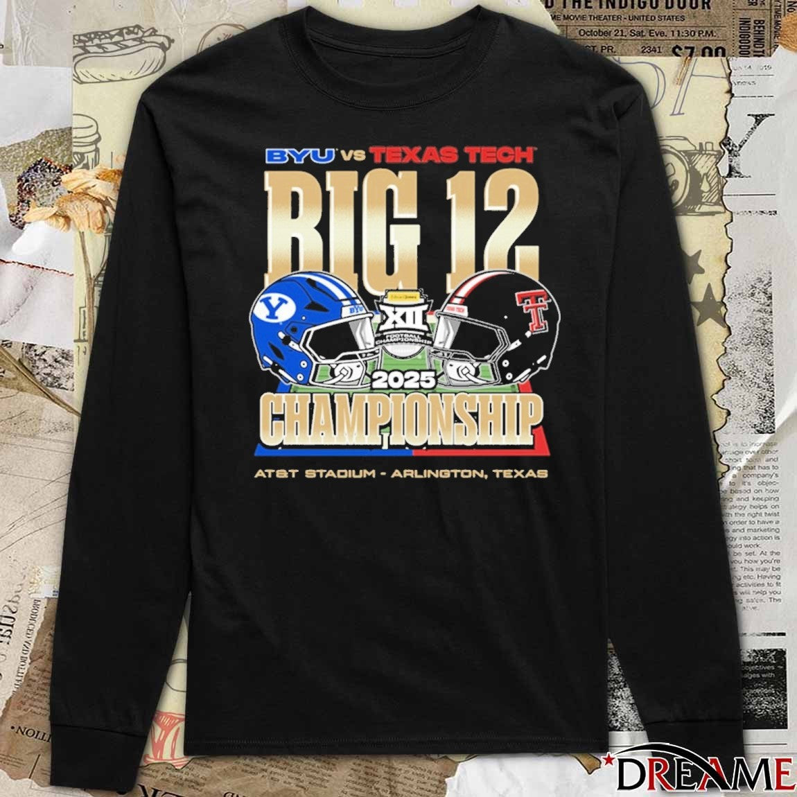 Byu Cougars Vs Texas Tech Red Raiders NCAA 2025 Big 12 Football Championship AT&T Stadium Arlington Texas Helmets t-shirt