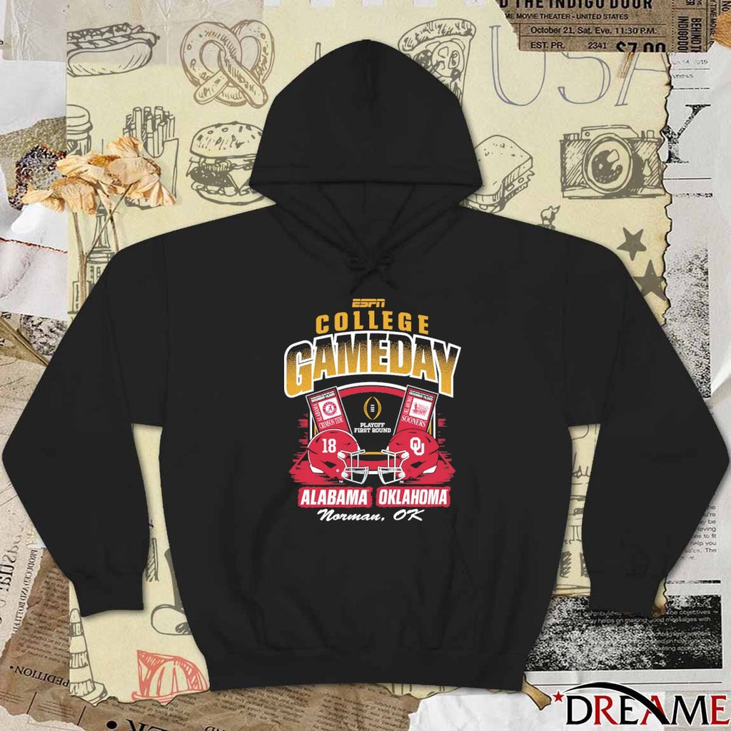 CFP ’25-’26 College Gameday Alabama vs. Oklahoma 1st Round Norman OK Ticket t-shirt