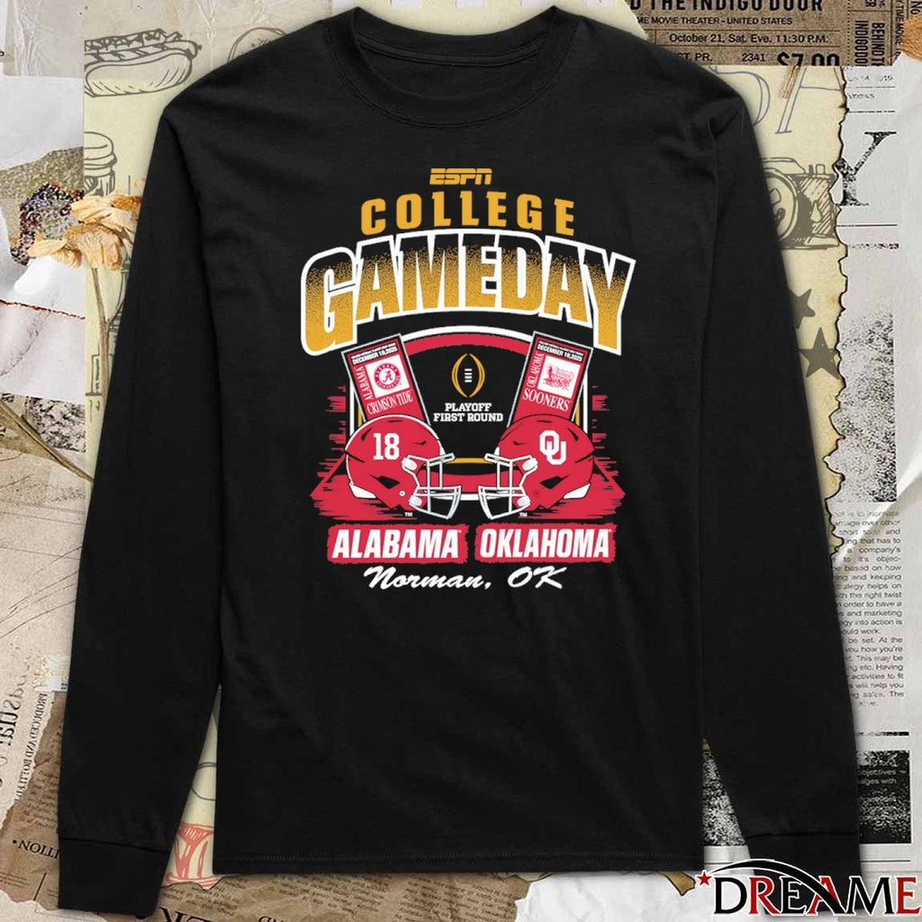 CFP ’25-’26 College Gameday Alabama vs. Oklahoma 1st Round Norman OK Ticket t-shirt