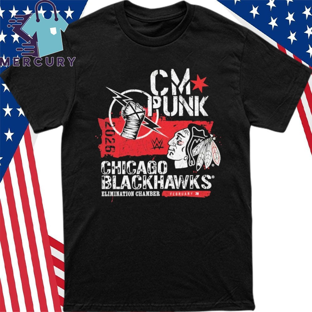 CM Punk Chicago Blackhawks Elimination Chamber 2026 Shirt