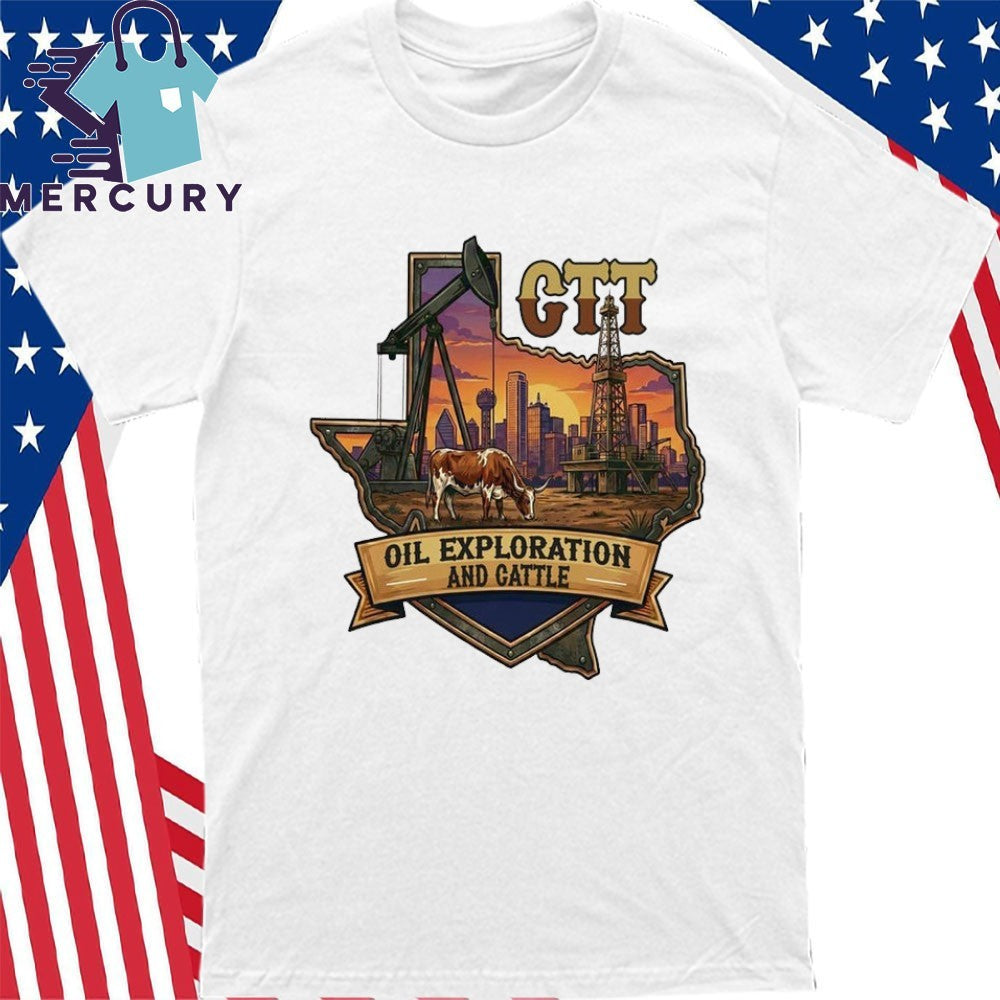 CTT Oil Exploration And Cattle Texas Sunset Shirt