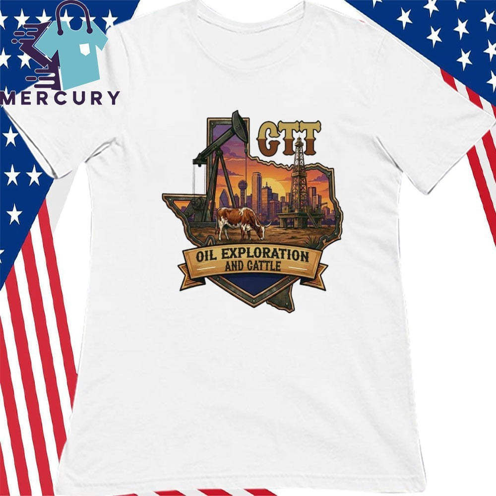 CTT Oil Exploration And Cattle Texas Sunset Shirt