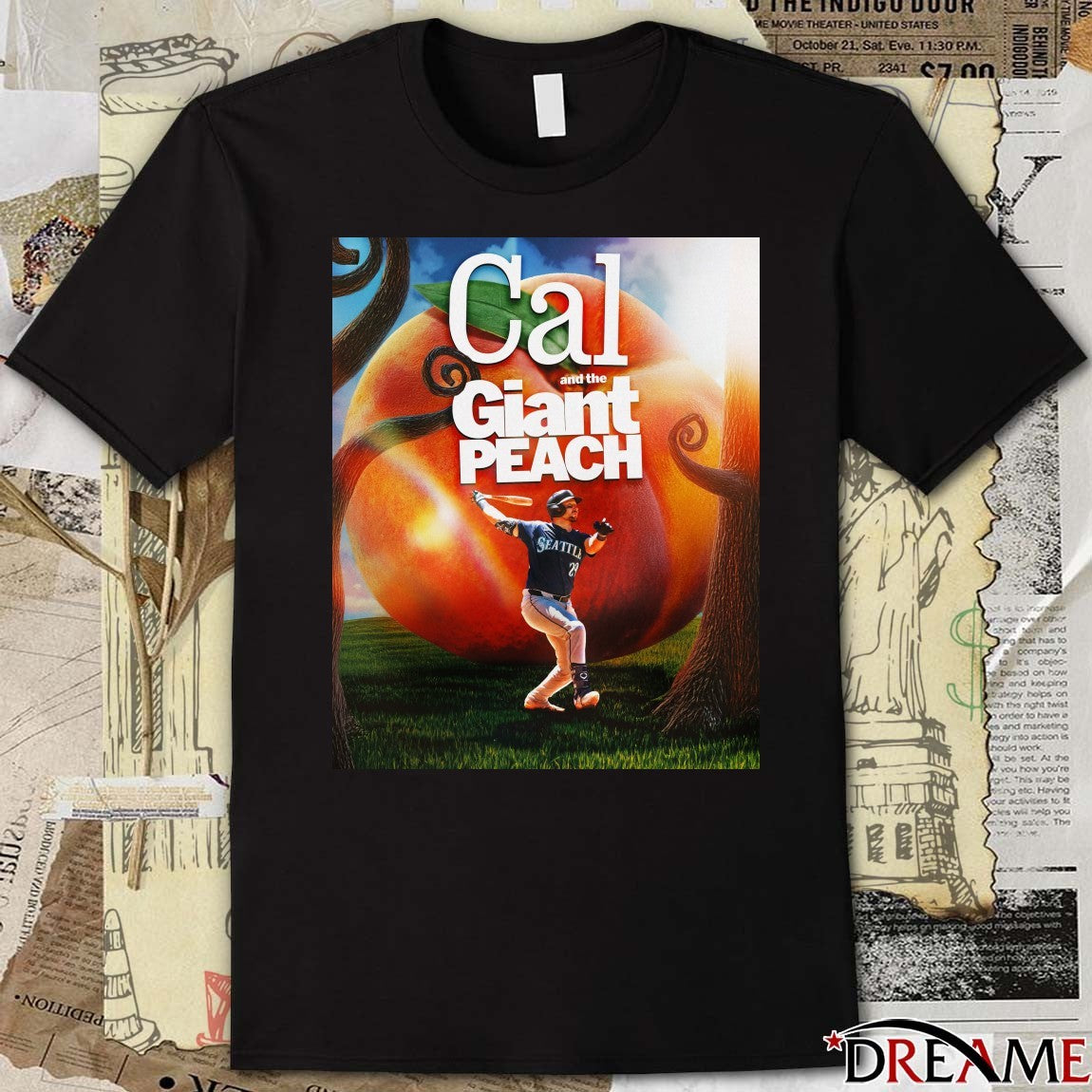 Cal Raleigh And The Giant Peach Seattle Mariners MLB Poster t-shirt