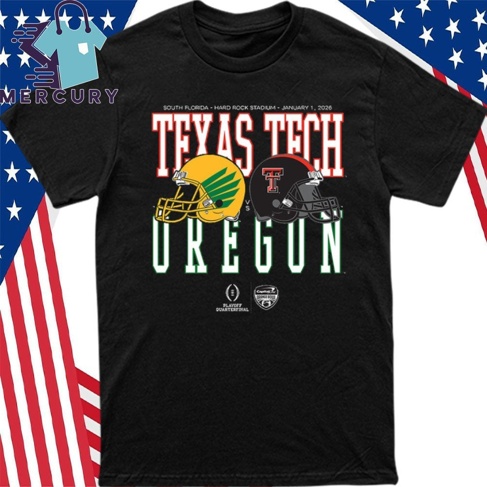 Capital One Orange Bowl 2026 Oregon vs Texas Tech Helmet Matchup Shirt