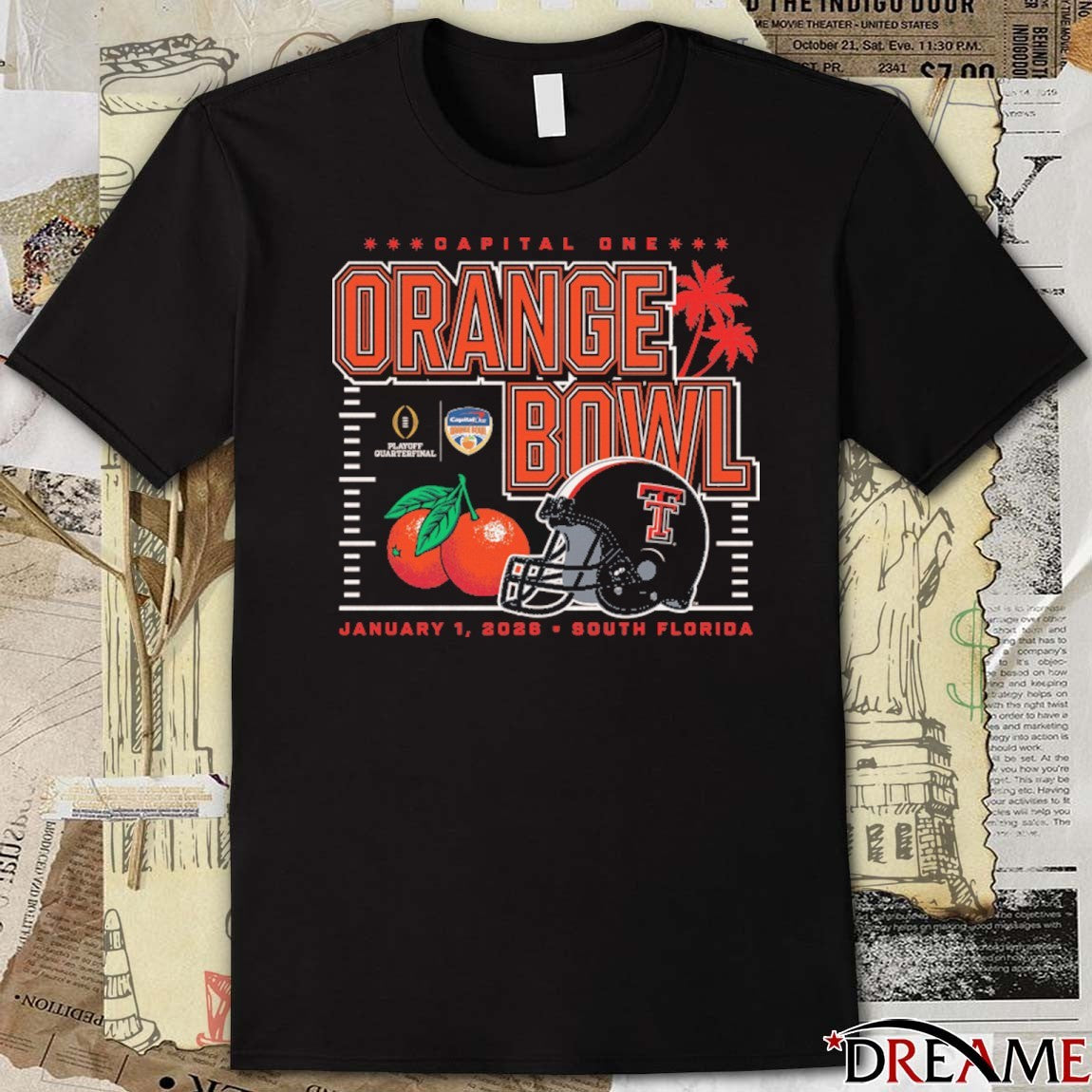 Capital One Orange Bowl Texas Tech Red Raiders Jan 1 2026 South FL Helmet t-shirt