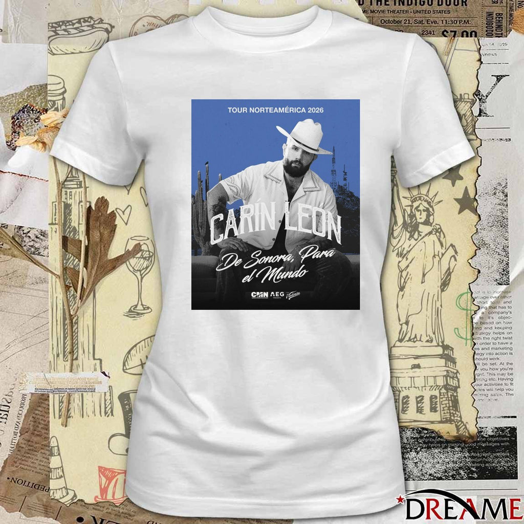 Carin Leon Poster New Tour 2026 De Sonora, Para el Mundo t-shirt