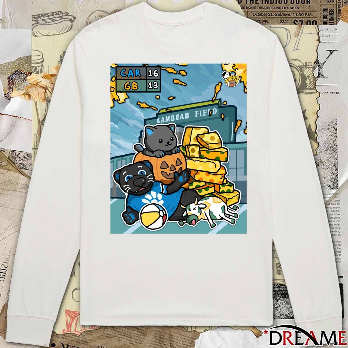 Carolina Panthers Vs Green Bay Packers Final Score 16 – 13 Lambeau Field Victory Doodle Poster t-shirt