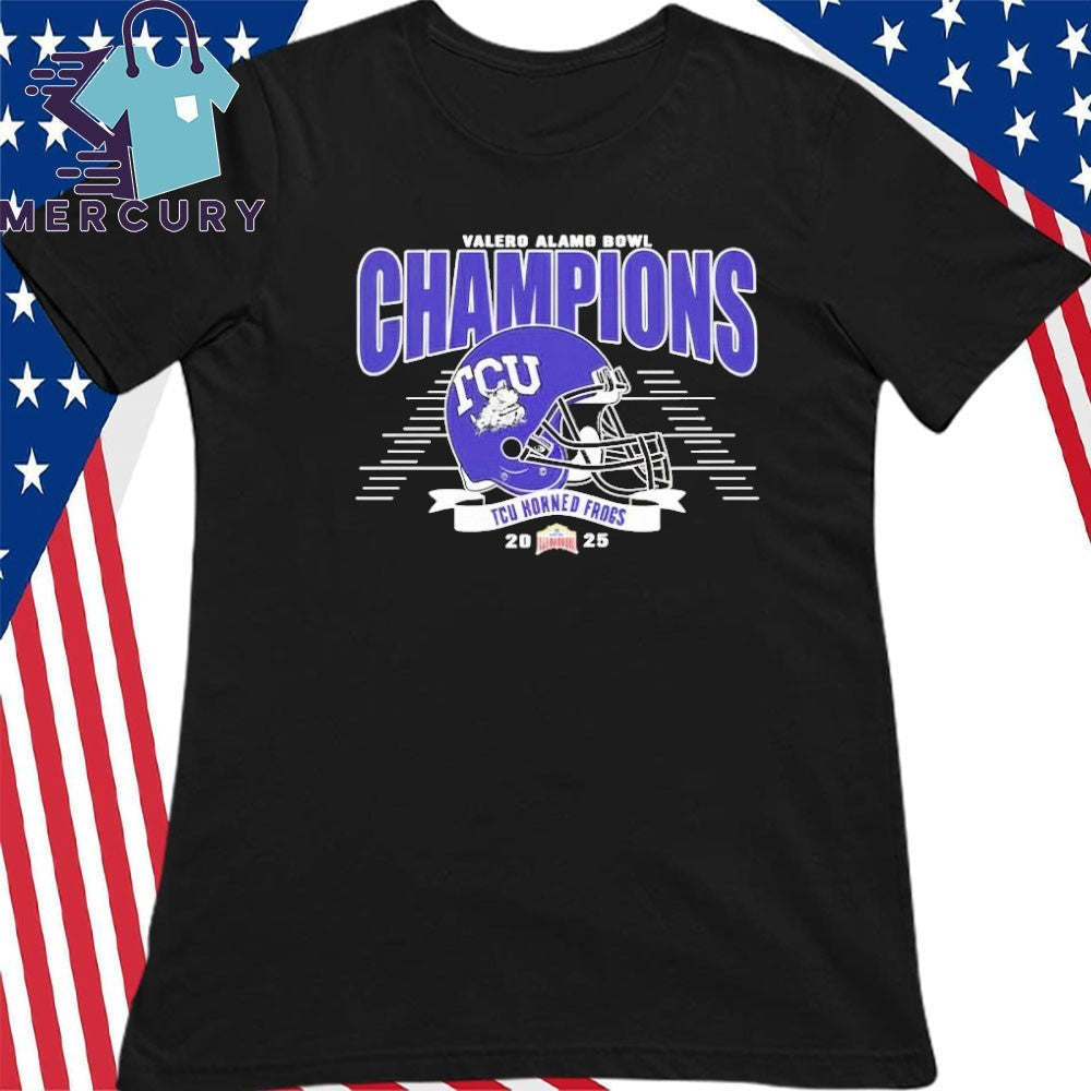 Celebrate 2025 Alamo Bowl TCU Horned Frogs Football Champions 2025 Valero Alamo Bowl Shirt
