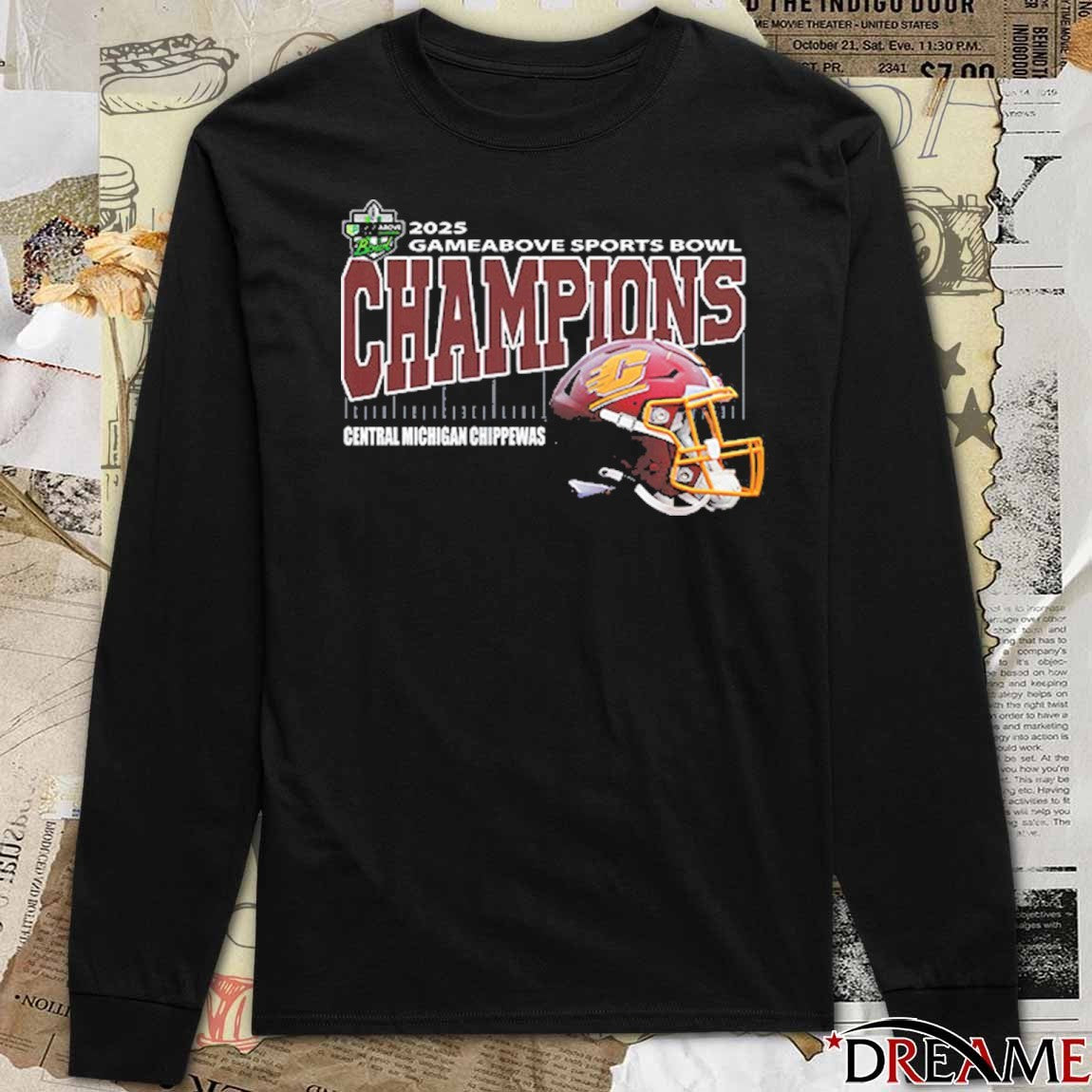 Central Michigan Chippewas Gameabove Sports Bowl Champions Ford Field Detroit MI 2025 Helmet t-shirt