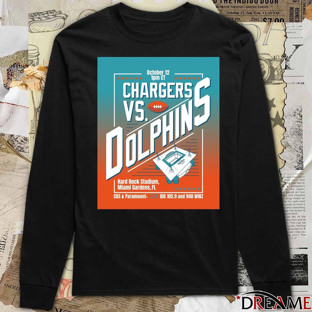 Chargers Vs Dolphins October 12 2025 Hard Rock Stadium Miami Gardens FL Poster t-shirt