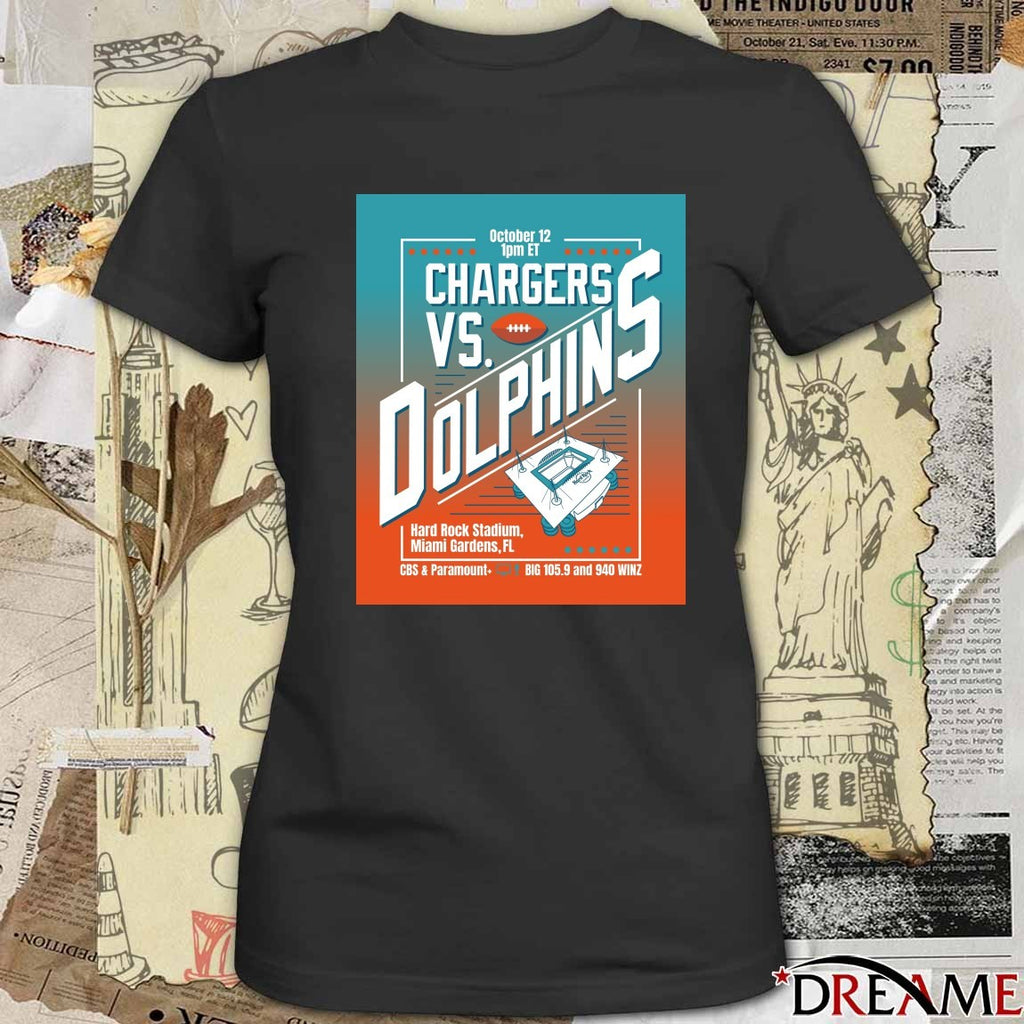 Chargers Vs Dolphins October 12 2025 Hard Rock Stadium Miami Gardens FL Poster t-shirt