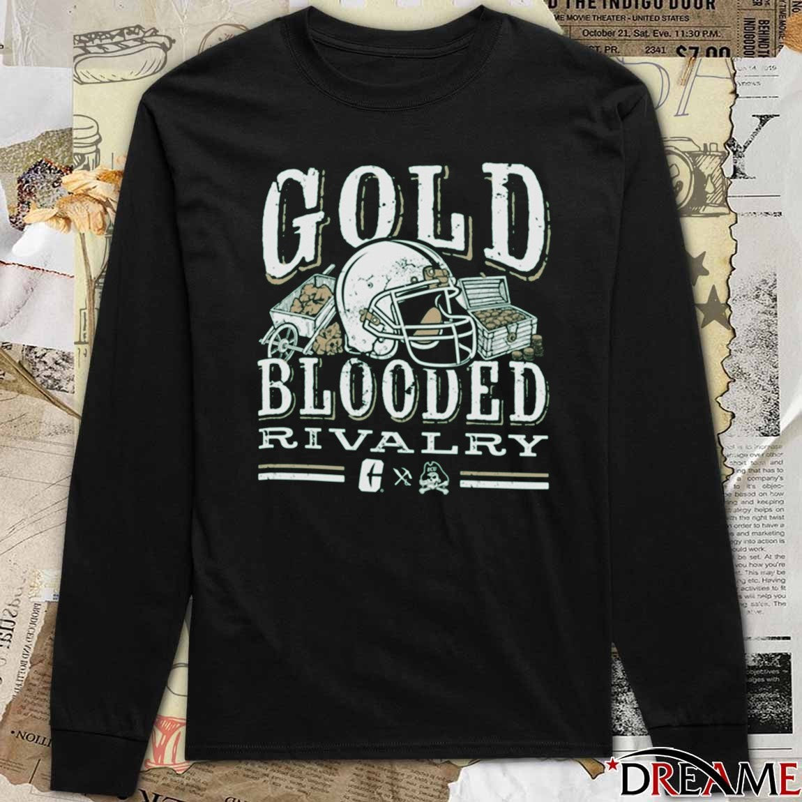 Charlotte 49ers Vs ECU Pirates November 8th 2025 in Greenville NC Gold Blooded Rivalry t-shirt