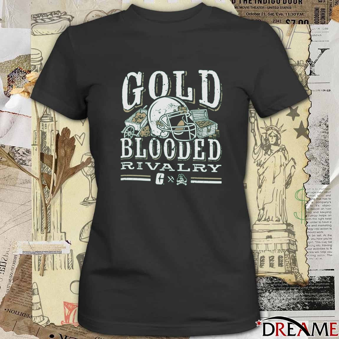 Charlotte 49ers Vs ECU Pirates November 8th 2025 in Greenville NC Gold Blooded Rivalry t-shirt