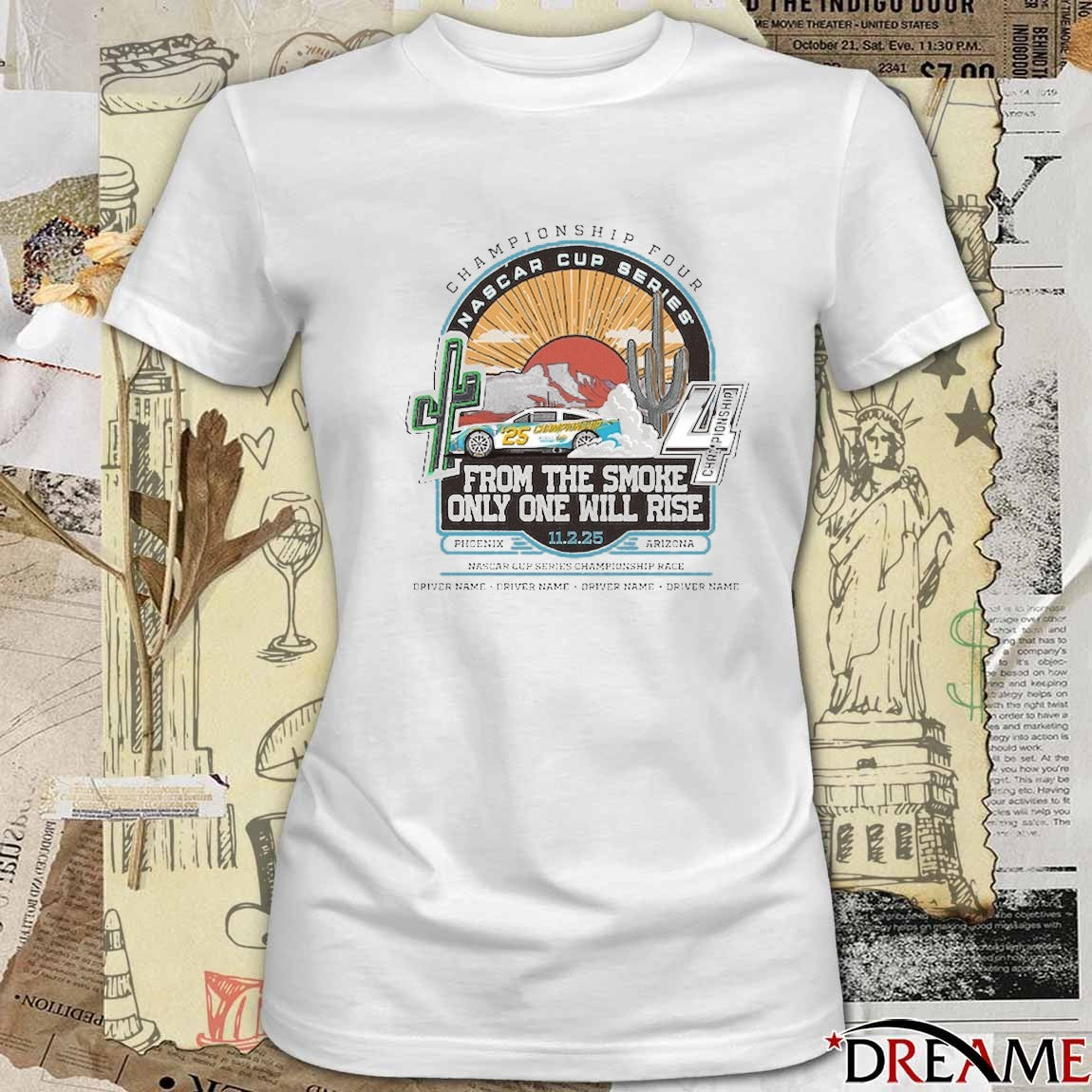 Checkered Flag Sports 2025 NASCAR Cup Series Championship From The Smoke Only One Will Rise 11.2.2025 t-shirt