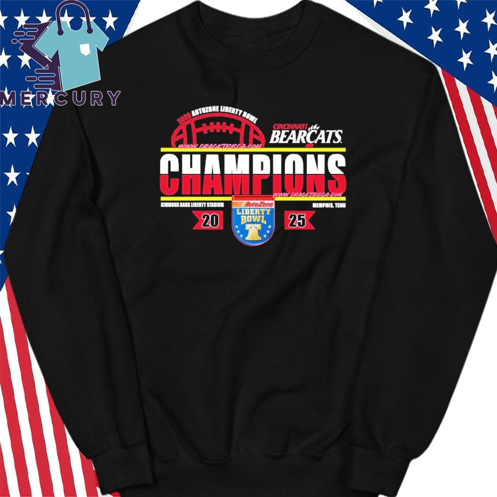 Cincinnati Bearcats 2026 Autozone Liberty Bowl Champions Locker Room Shirt