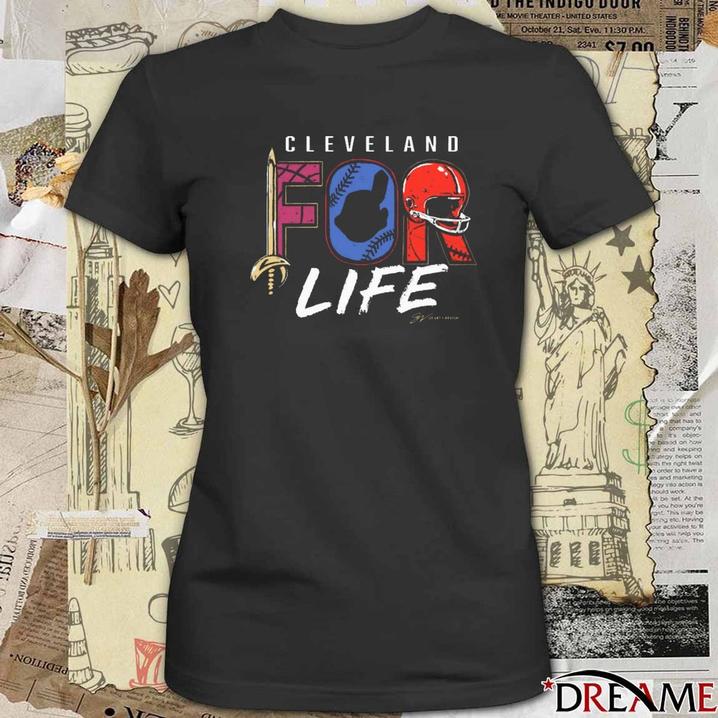 Cleveland Sports For Life Cleveland Guardians and Cleveland Browns Logo t-shirt