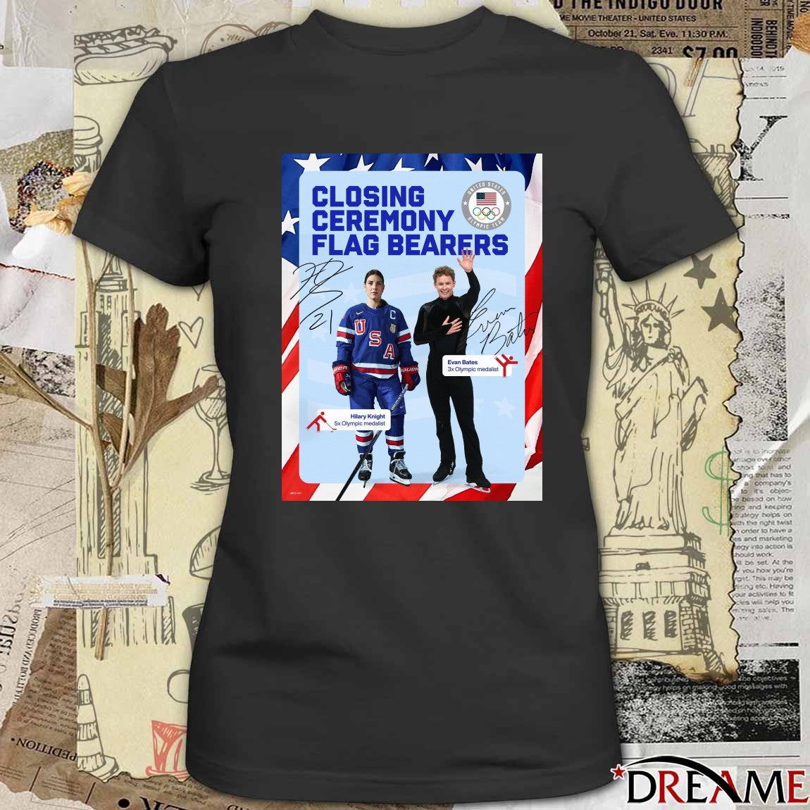 Closing Ceremony Olimpic Train Flag Bearers Hilary Knight and Evan Bates 2026 Winter Olympics t-shirt