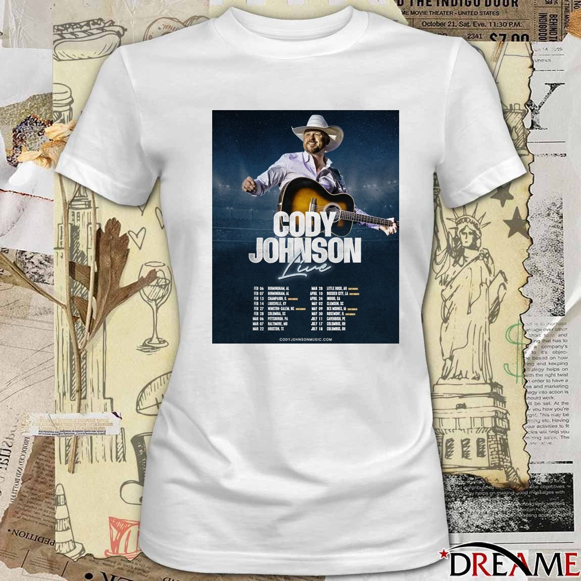 Cody Johnson Live 2026 February 06-07 Birmingham AL February 13 Champaign IL Poster t-shirt