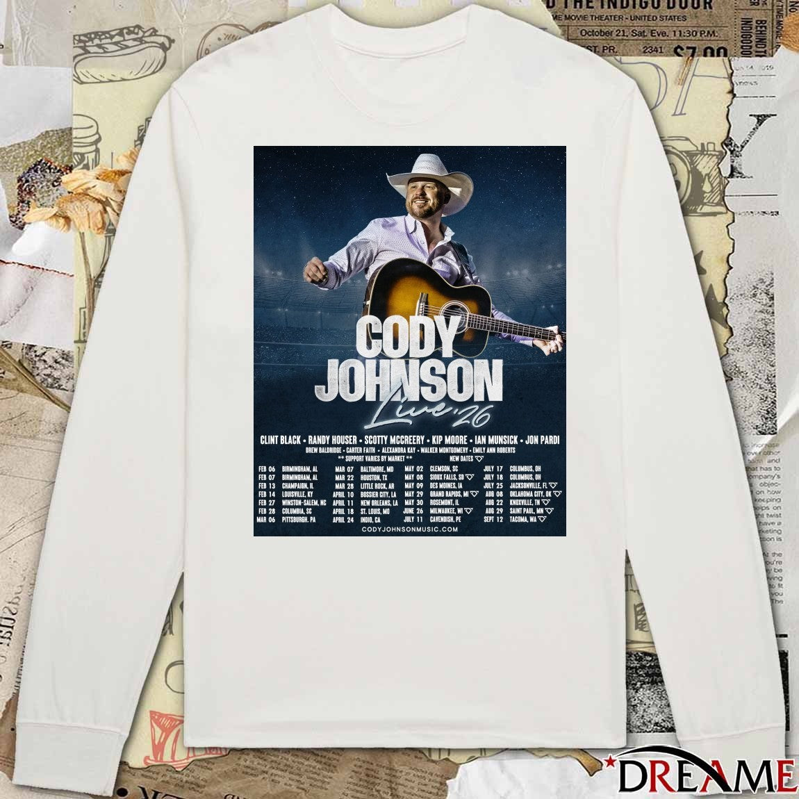 Cody Johnson Live ’26 Tour February 6 to September 12 Poster t-shirt