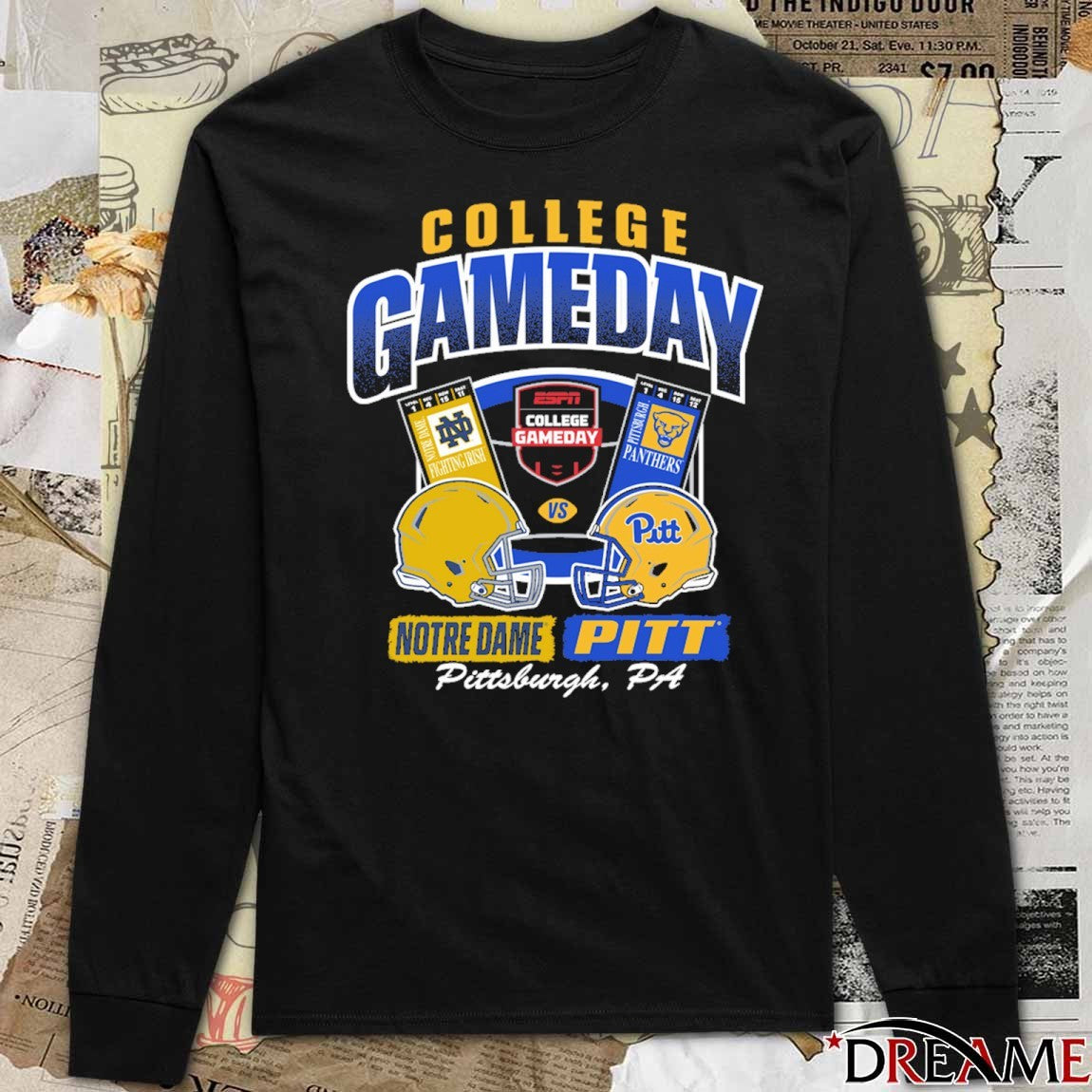 College GameDay Notre Dame Fighting Irish Vs Pittsburgh Panthers ESPN Pittsburgh PA 11 15 2025 Ticket t-shirt