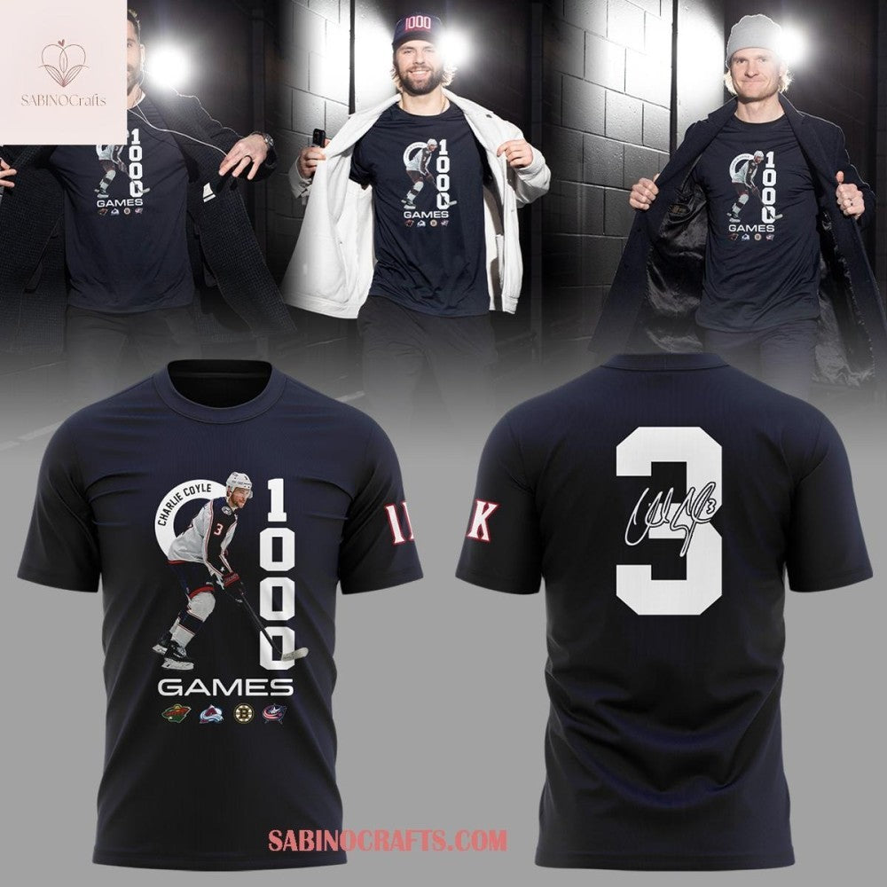 Columbus Blue Jackets 2026 Charlie Coyle 1000 NHL Games Shirt
