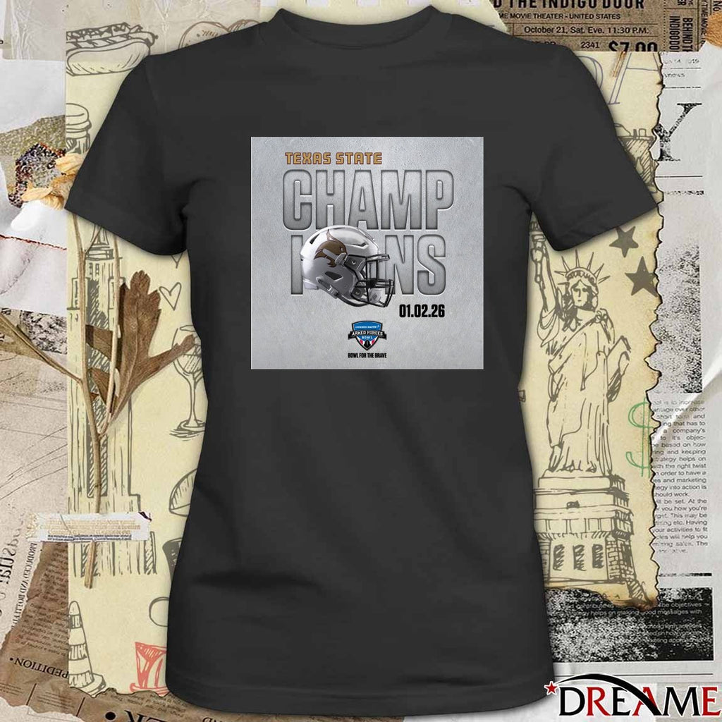 Congratulations Texas State Bobcats Lockheed Martin Armed Forces Bowl Champions 01.02.26 Poster t-shirt