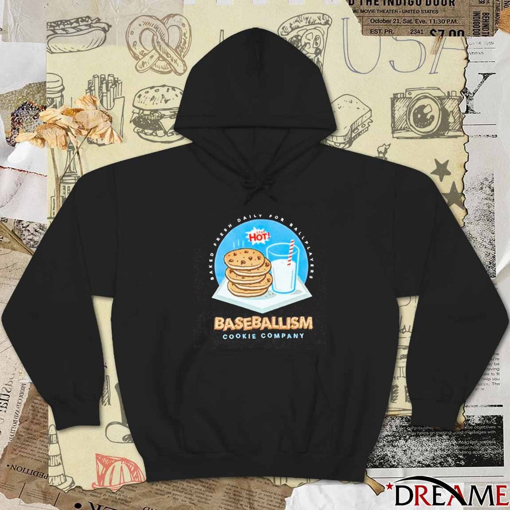 Cookies & Milk Baked Fresh Daily For Ballplayers Baseballism t-shirt