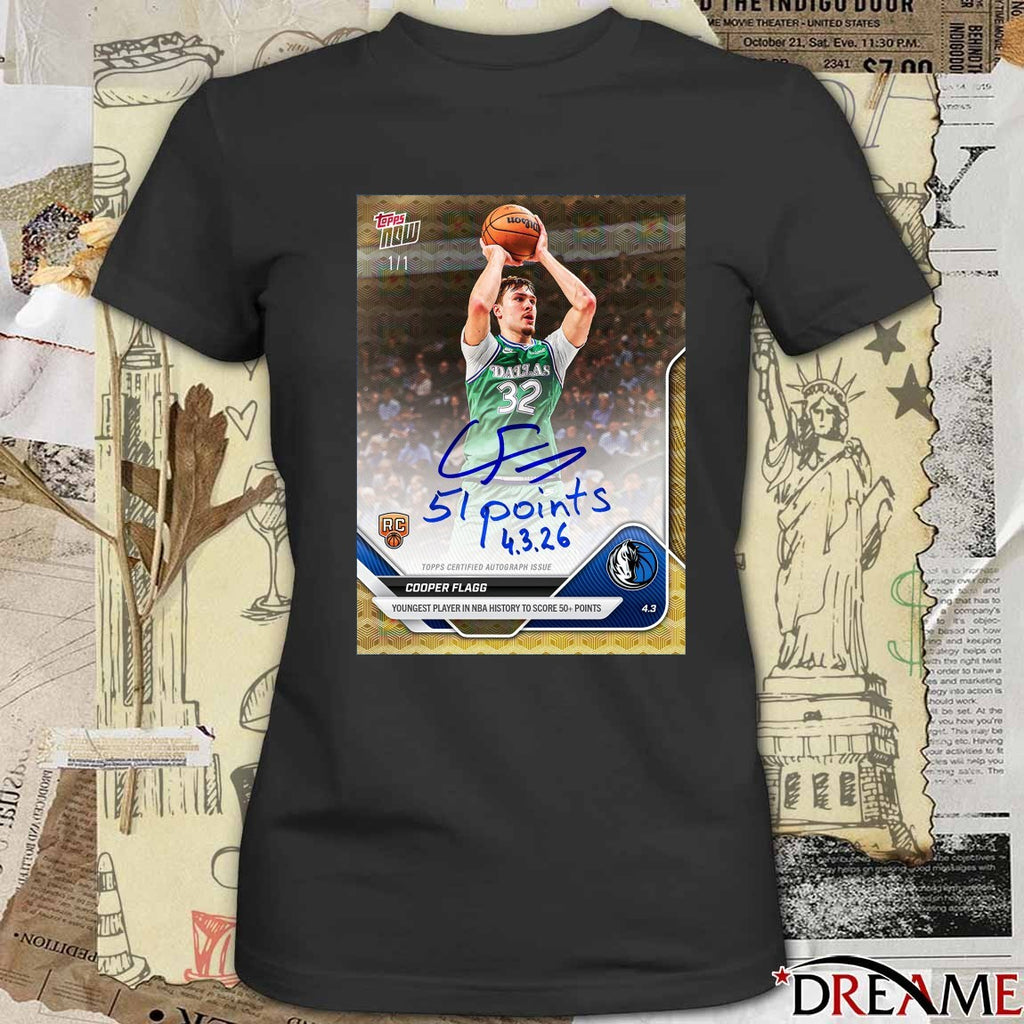 Cooper Flagg Youngest Player In NBA History To Score 50+ Points Topps Poster t-shirt