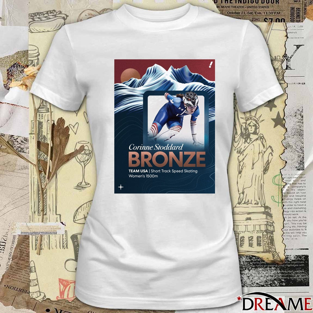 Corinne Stoddard BRONZE TEAM USA Short Track Speed Skating Women’s 1500m t-shirt