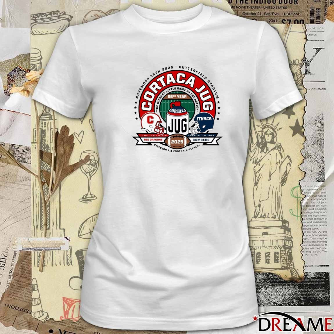 Cortland State Red Dragons Vs Ithaca College Bombers Cortaca Jug 2025 Division III Football Rivalry t-shirt