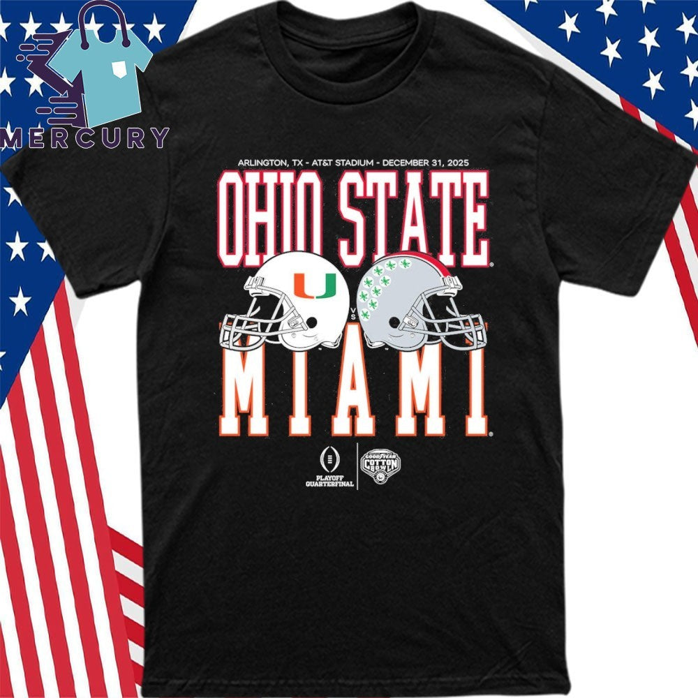Cotton Bowl Classic 2025 Miami vs Ohio State Helmet Matchup Helmet Shirt