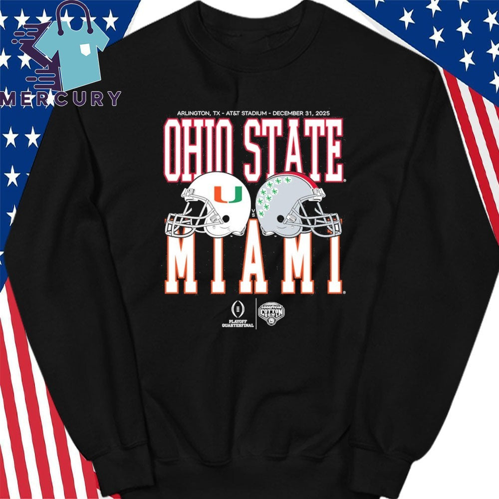 Cotton Bowl Classic 2025 Miami vs Ohio State Helmet Matchup Helmet Shirt