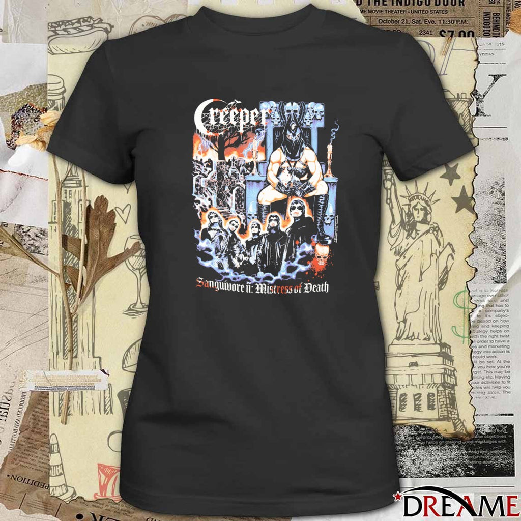 Creeper Sanguivore Mistress Of Death Comic Con 2025 t-shirt