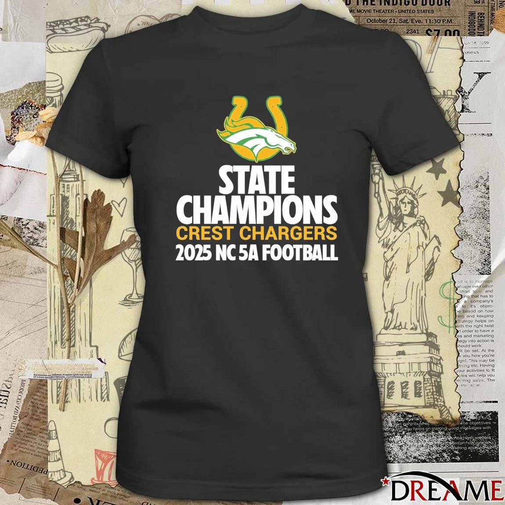 Crest Chargers NC 5A Football State Championship 2025 Winner t-shirt